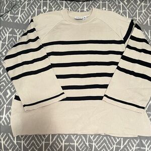 Striped Black and Cream  Sweater. Size medium